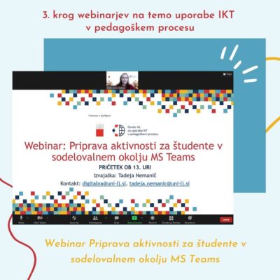 Webinar Priprava aktivnosti za študente v sodelovalnem okolju MS Teams