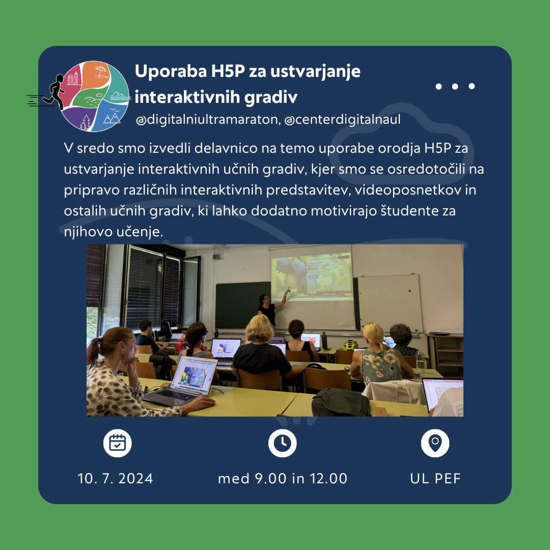 Izvedena delavnica za pedagoge UL: Uporaba orodja H5P za ustvarjanje interaktivnih gradiv